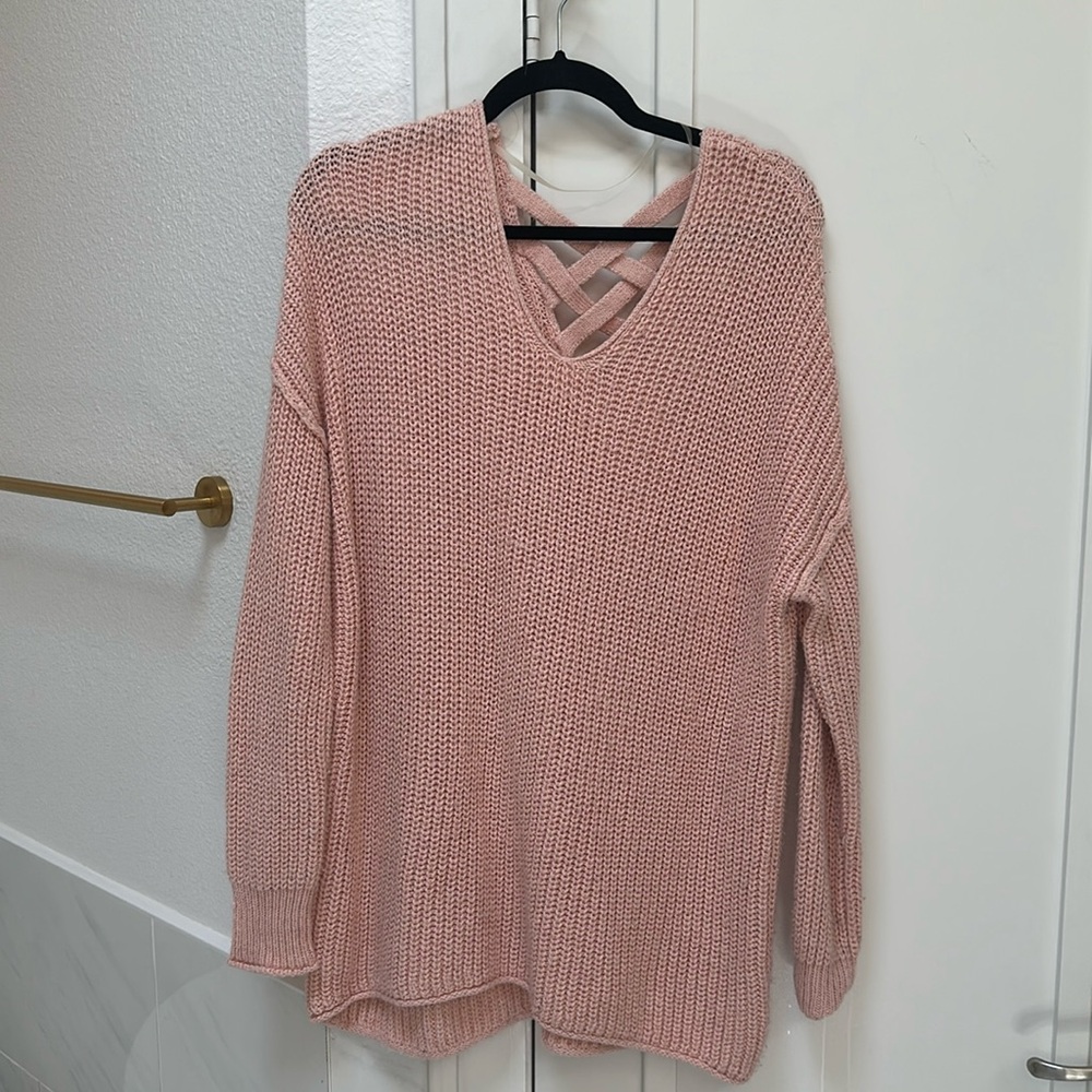 Extra Long Light Pink Sweater